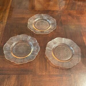3  American Sweetheart Pink Depression Glass Salad Plates